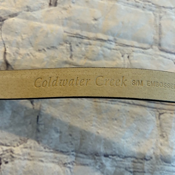 COLDWATER CREEK BLACK CROC’S SLIM HIPSLUNG WOMENS BELT SIZE S/M MISSES - Picture 7 of 7